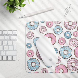 Muster von Donuts, rosa Donuts, blaue Donuts Mousepad
