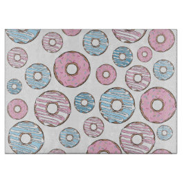 Muster von Donuts, rosa Donuts, blaue Donuts Schneidebrett