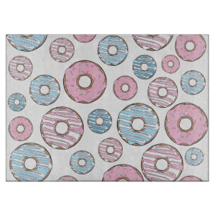 Muster von Donuts, rosa Donuts, blaue Donuts Schneidebrett