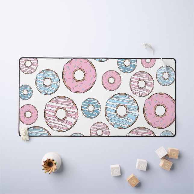 Muster von Donuts, rosa Donuts, blaue Donuts Schreibtischunterlage (Kindertisch)