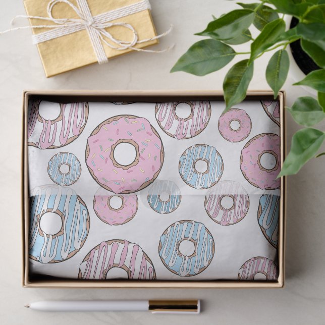 Muster von Donuts, rosa Donuts, blaue Donuts Seidenpapier (Geschenk)