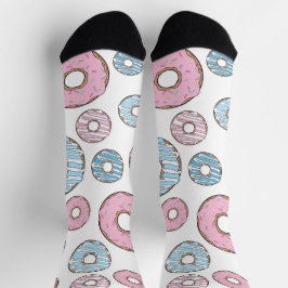 Muster von Donuts, rosa Donuts, blaue Donuts Socken
