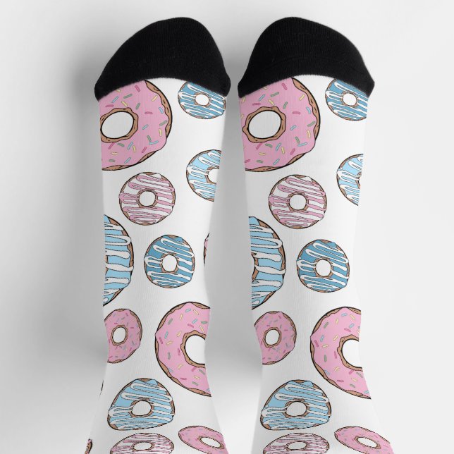 Muster von Donuts, rosa Donuts, blaue Donuts Socken (Oben)