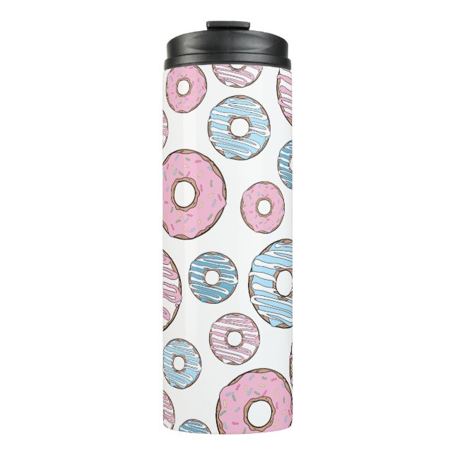 Muster von Donuts, rosa Donuts, blaue Donuts Thermosbecher (Vorderseite)