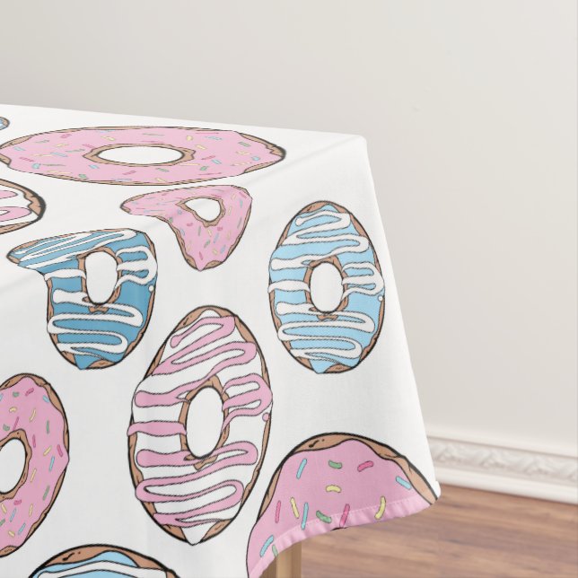 Muster von Donuts, rosa Donuts, blaue Donuts Tischdecke (Beispiel)