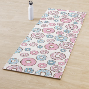 Muster von Donuts, rosa Donuts, blaue Donuts Yogamatte