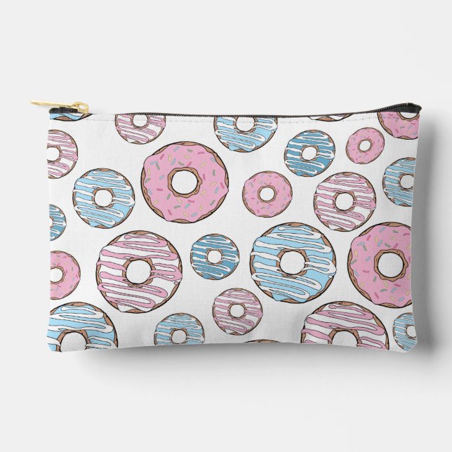 Muster von Donuts, rosa Donuts, blaue Donuts Zubehörtasche (Vorderseite)