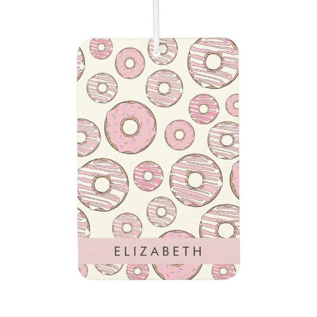 Muster von Donuts, rosa Donuts, Icing, Ihr Name Autolufterfrischer (Vorderseite)