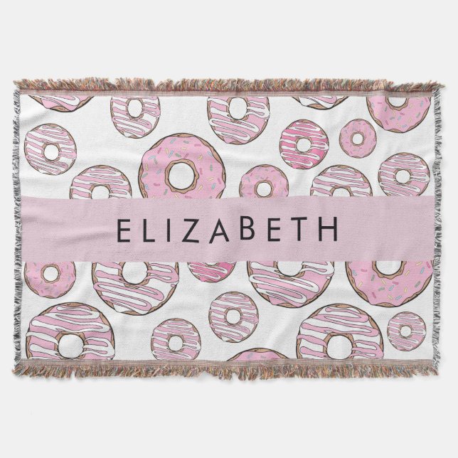 Muster von Donuts, rosa Donuts, Icing, Ihr Name Decke (Vorderseite)