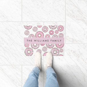 Muster von Donuts, rosa Donuts, Icing, Ihr Name Fußmatte