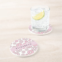 Muster von Donuts, rosa Donuts, Icing, Ihr Name