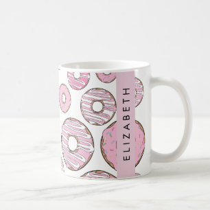 Muster von Donuts, rosa Donuts, Icing, Ihr Name Kaffeetasse