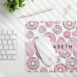 Muster von Donuts, rosa Donuts, Icing, Ihr Name Mousepad
