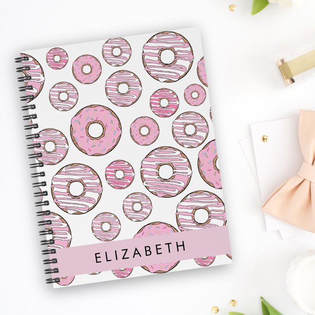 Muster von Donuts, rosa Donuts, Icing, Ihr Name Notizbuch (Von Creator hochgeladen)