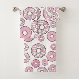Muster von Donuts, rosa Donuts, Sprinklen Badhandtuch Set