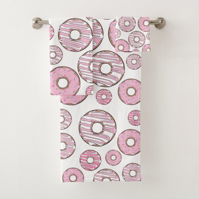 Muster von Donuts, rosa Donuts, Sprinklen Badhandtuch Set (Insitu)