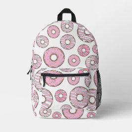 Muster von Donuts, rosa Donuts, Sprinklen Bedruckter Rucksack