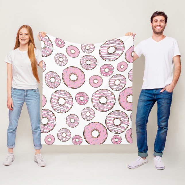 Muster von Donuts, rosa Donuts, Sprinklen Fleecedecke (Beispiel)