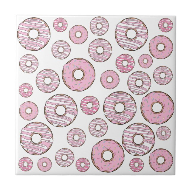 Muster von Donuts, rosa Donuts, Sprinklen Fliese (Vorderseite)