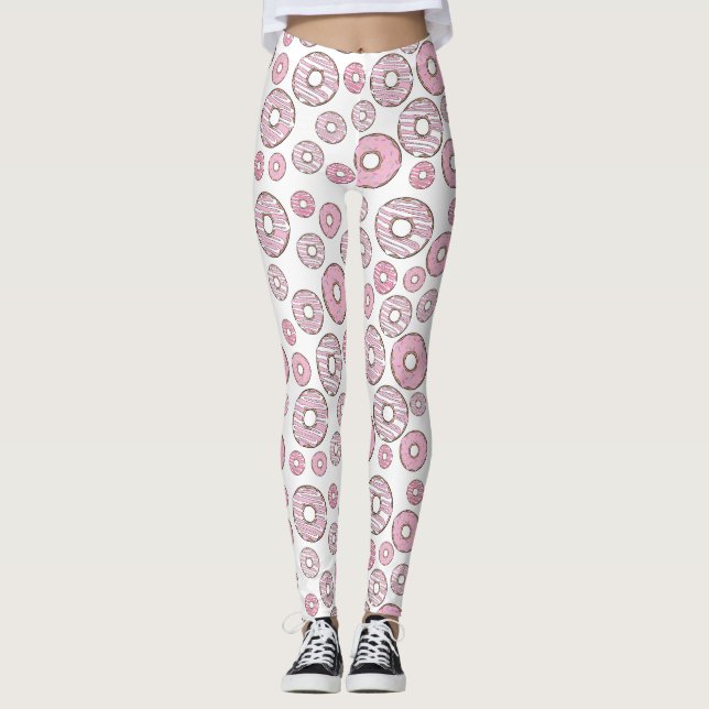 Muster von Donuts, rosa Donuts, Sprinklen Leggings (Vorderseite)