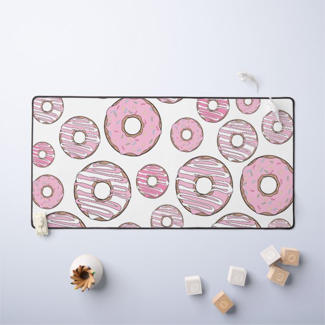 Muster von Donuts, rosa Donuts, Sprinklen Schreibtischunterlage (Kindertisch)
