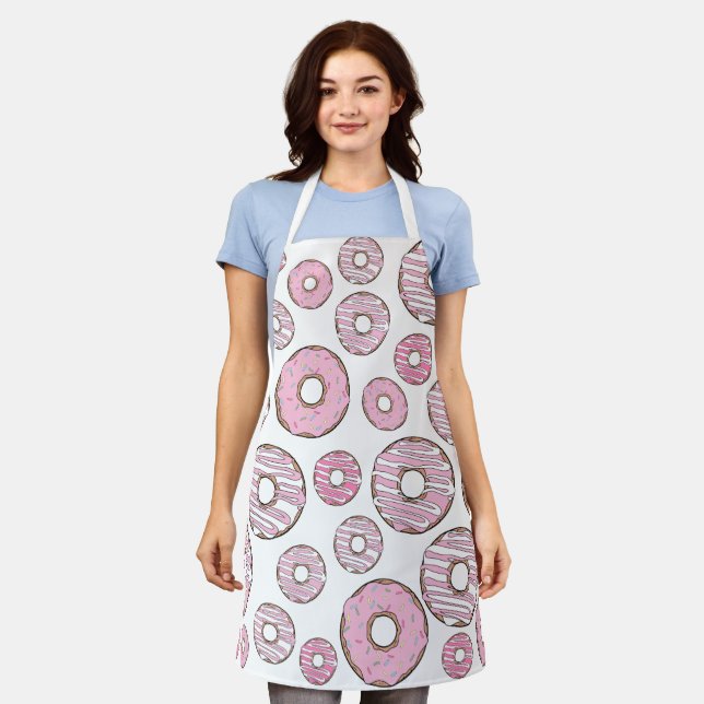 Muster von Donuts, rosa Donuts, Sprinklen Schürze (Getragen)