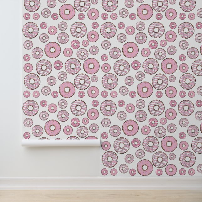 Muster von Donuts, rosa Donuts, Sprinklen Tapete (Anwendung)