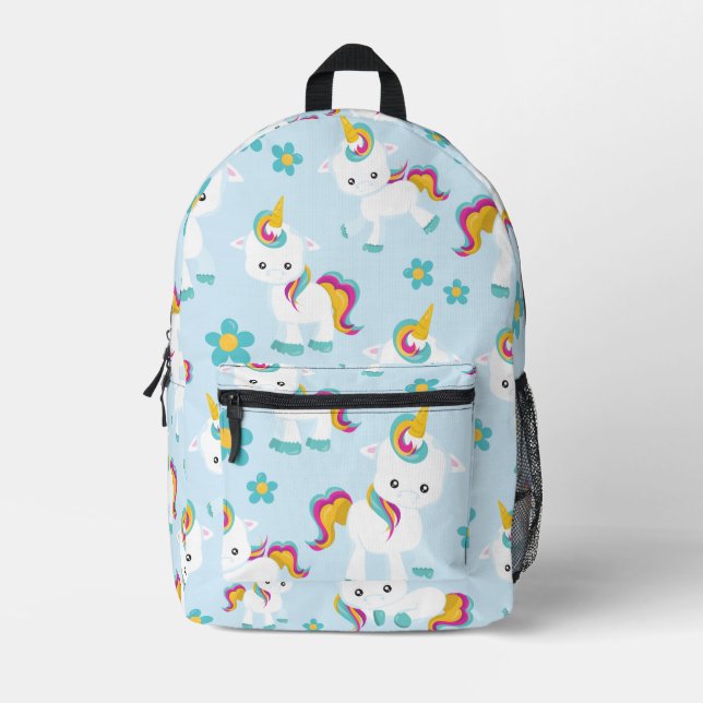 Muster von Einhörnern, Niedlichen Einhörnchen, Blu Bedruckter Rucksack (Vorderseite)