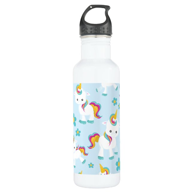 Muster von Einhörnern, Niedlichen Einhörnchen, Blu Edelstahlflasche (Vorderseite)