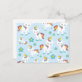 Muster von Einhörnern, Niedlichen Einhörnchen, Blu Postkarte
