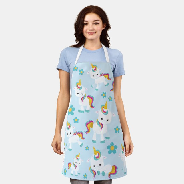 Muster von Einhörnern, Niedlichen Einhörnchen, Blu Schürze (Getragen)
