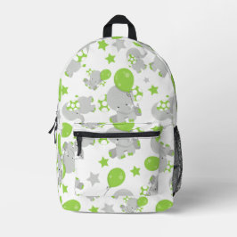 Muster von Elefanten, Niedliche Elefanten - grün g Bedruckter Rucksack