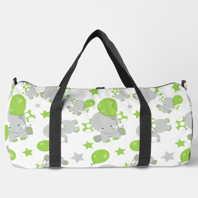 Muster von Elefanten, Niedliche Elefanten - grün g Duffle Bag (Vorderseite)