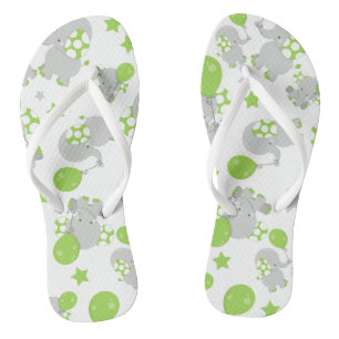 Muster von Elefanten, Niedliche Elefanten - grün g Flip Flops