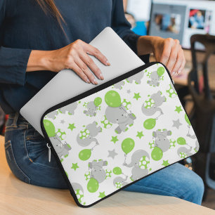 Muster von Elefanten, Niedliche Elefanten - grün g Laptopschutzhülle