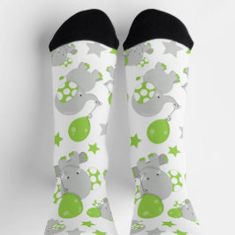 Muster von Elefanten, Niedliche Elefanten - grün g Socken