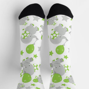 Muster von Elefanten, Niedliche Elefanten - grün g Socken