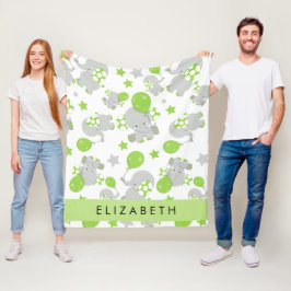 Muster von Elefanten, Niedliche Elefanten, Ihr Nam Fleecedecke