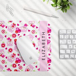 Muster von Eulen, Niedlichen Eulen, rosa Eulen, Ih Mousepad
