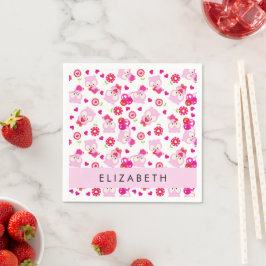 Muster von Eulen, Niedlichen Eulen, rosa Eulen, Ih Serviette