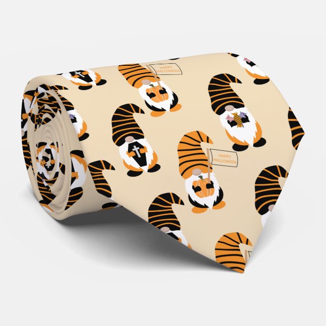 Muster von Gnomen, Halloween-Gnomen-Trick oder -Be Krawatte (Gerollt)