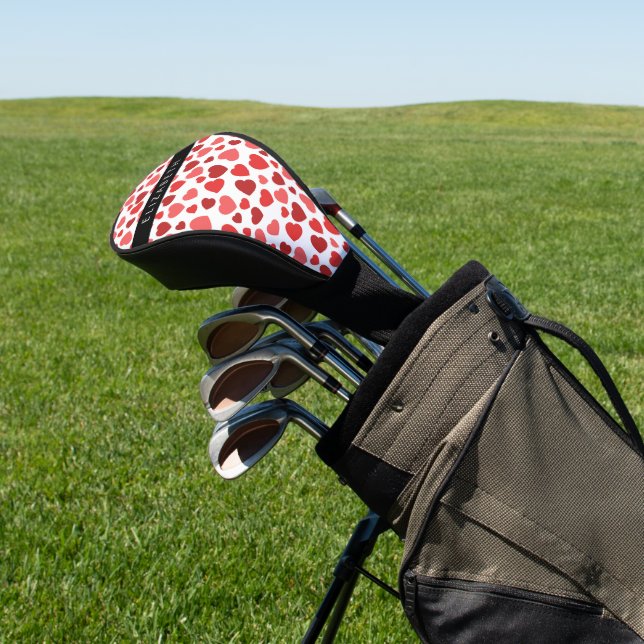 Muster von Herzen, roten Herzen, Ihr Name Golf Headcover (In SItu)