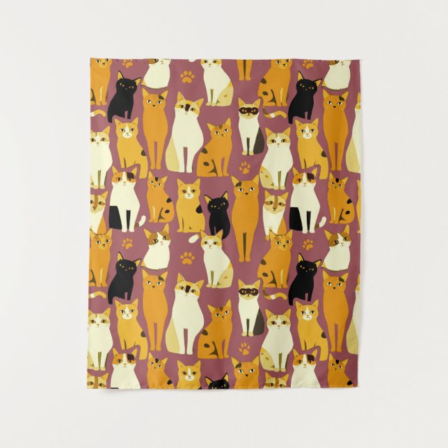 Muster von Ingwer, Schwarz und Weiß Wandteppich (Vorderseite)