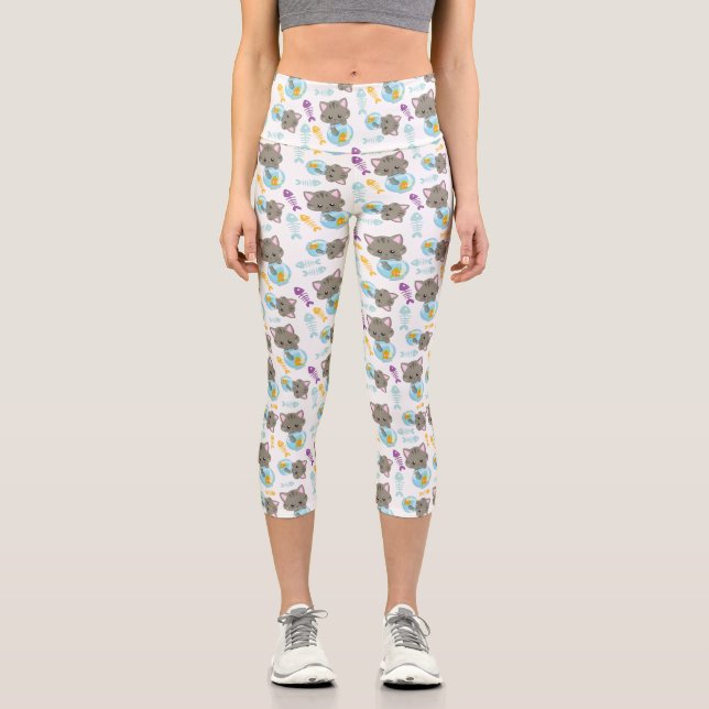 Muster von Katzen, Niedlichen Katzen, Kätzchen, Fi Capri Leggings (Vorderseite)