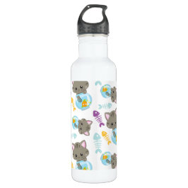 Muster von Katzen, Niedlichen Katzen, Kätzchen, Fi Edelstahlflasche