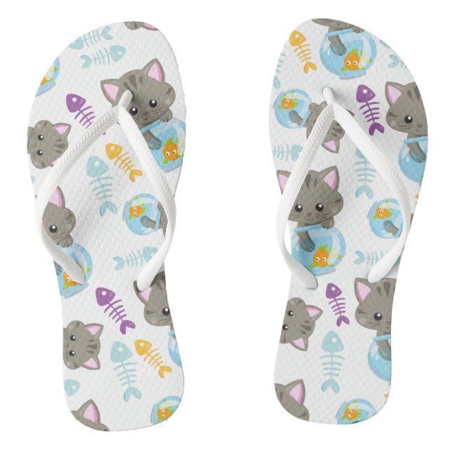 Muster von Katzen, Niedlichen Katzen, Kätzchen, Fi Flip Flops (Fußbett)