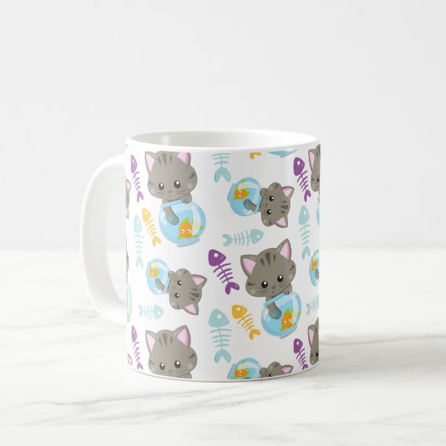 Muster von Katzen, Niedlichen Katzen, Kätzchen, Fi Kaffeetasse (Vorderseite Links)