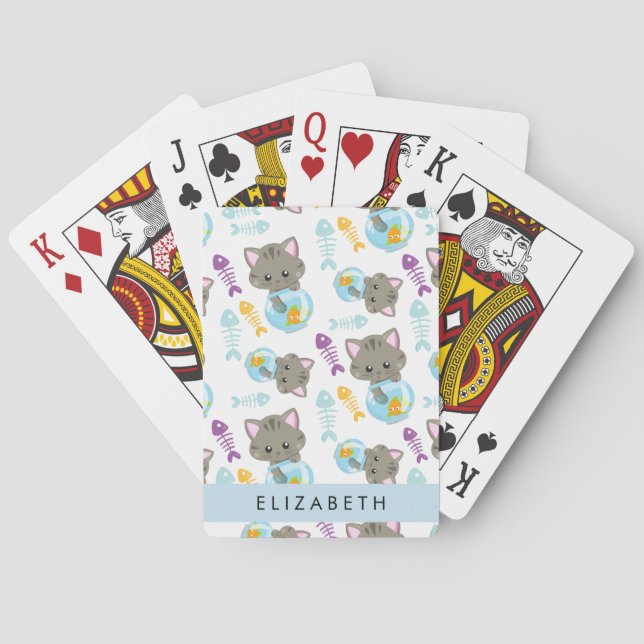 Muster von Katzen, Niedlichen Katzen, Kätzchen, Ih Spielkarten (Rückseite)