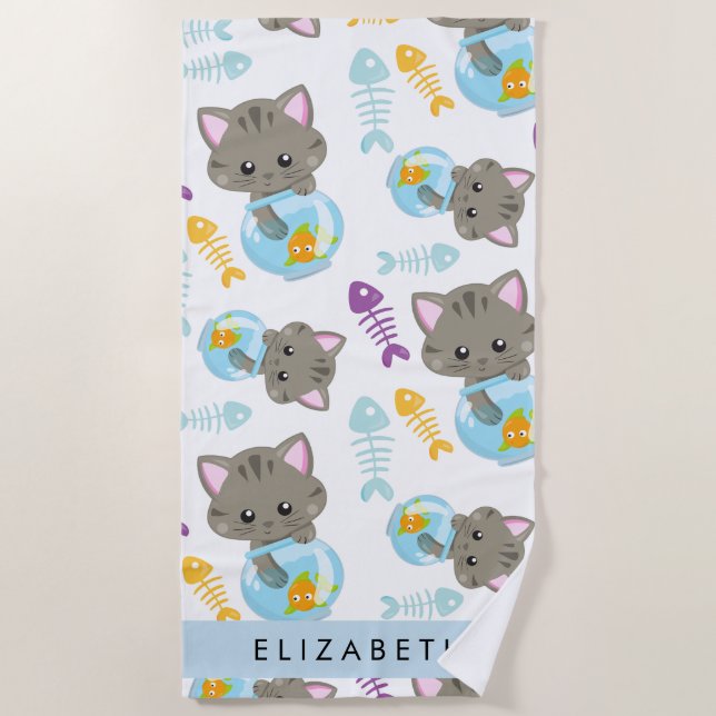 Muster von Katzen, Niedlichen Katzen, Kätzchen, Ih Strandtuch (Vorderseite)