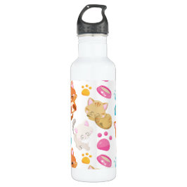 Muster von Katzen, Niedlichen Katzen, Kätzchen, Kä Edelstahlflasche